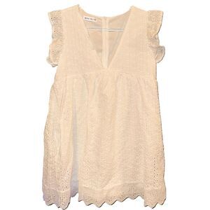 Rose Plum Women's M Dress Sleeveless White Cotton Eyelet Pullover